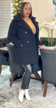 Load image into Gallery viewer, Cozy Up Sherpa Coat {Black}
