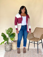 Load image into Gallery viewer, Color Block Cardigan {Wine}
