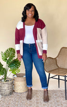 Load image into Gallery viewer, Color Block Cardigan {Wine}
