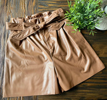 Load image into Gallery viewer, Vegan Leather Shorts {Camel}
